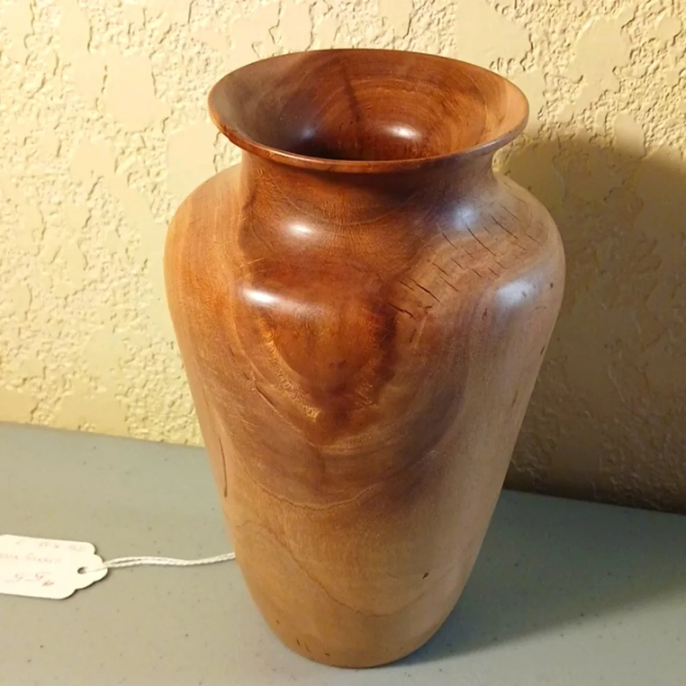 Cherry Wood Vase Hand Carved One-of-a-kind #eshopchicago Wooden Turned Art - Picture 1 of 7